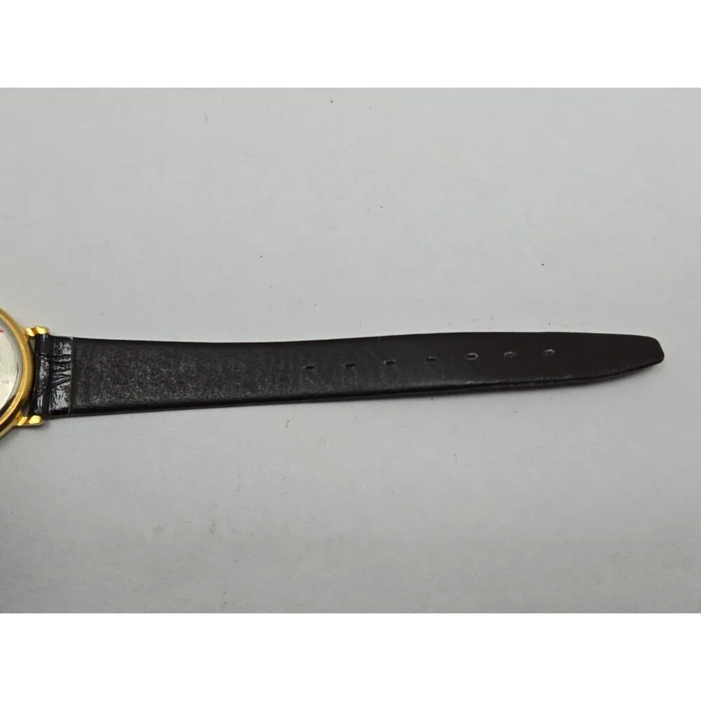 Womens Vintage Nivada Bermuda Map Swiss Quartz Gold Leather Watch New Battery